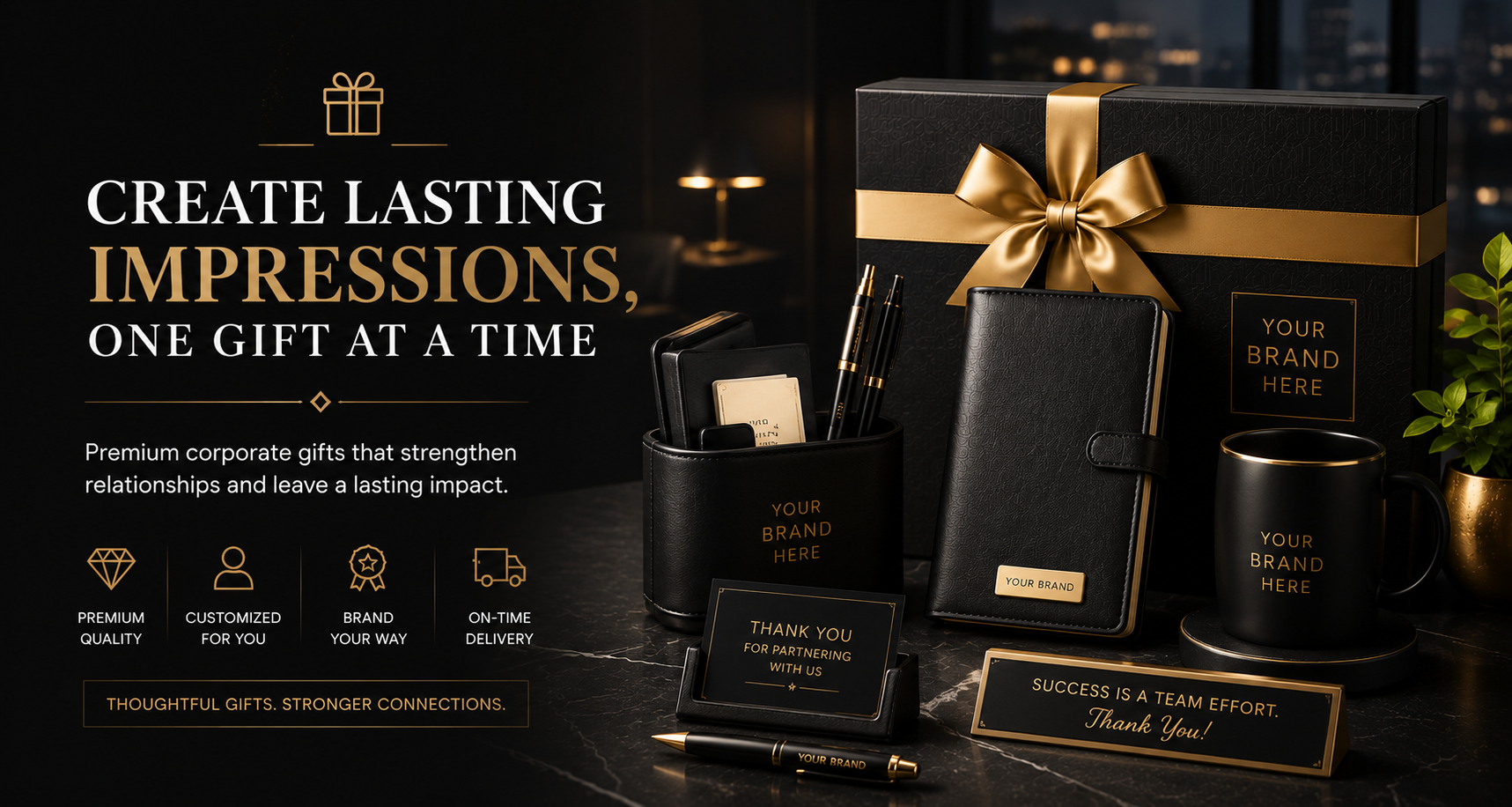 Custom corporate gift kit banner